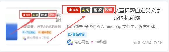 文章标题自定义文字或图标前缀青心网创青心网创站