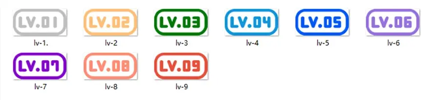 素材图片 – 极简彩框会员等级图标LV1-9|青心网创站