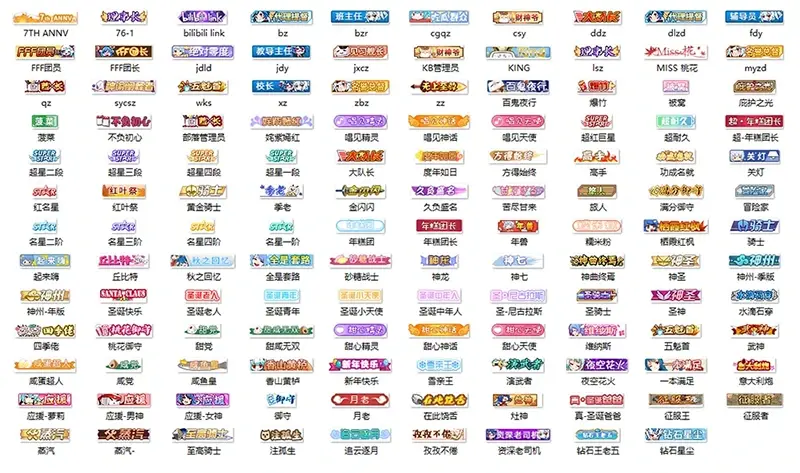 素材图片 – 129款二次元卡通用户等级图标合集 B 站同款素材|青心网创站
