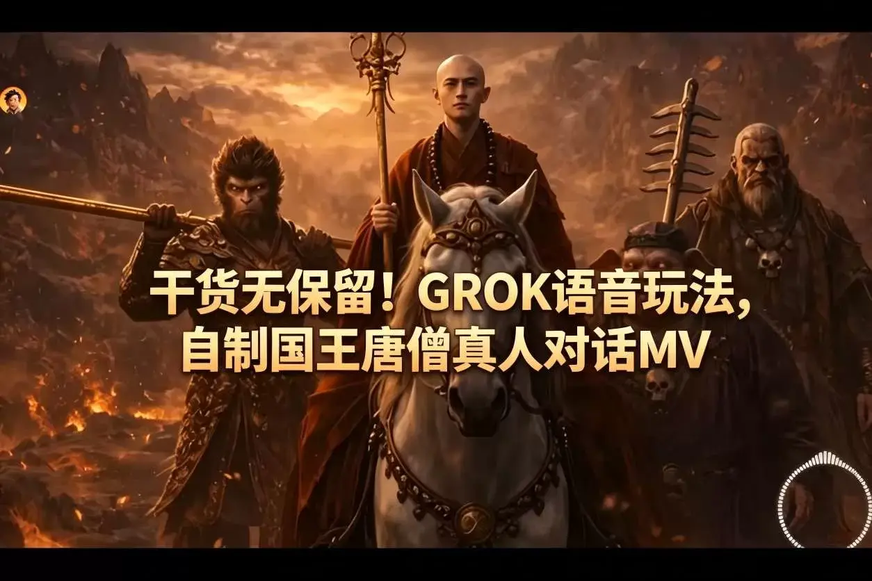 干货无保留！GROK语音玩法，自制国王唐僧真人对话MV|青心网创站