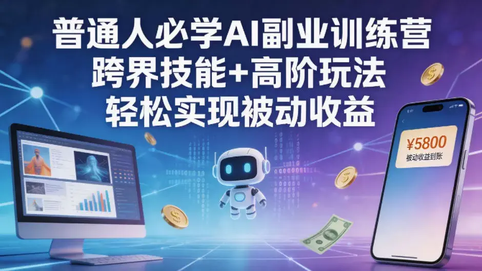 普通人必学AI副业训练营跨界技能+高阶玩法轻松实现被动收益|青心网创站