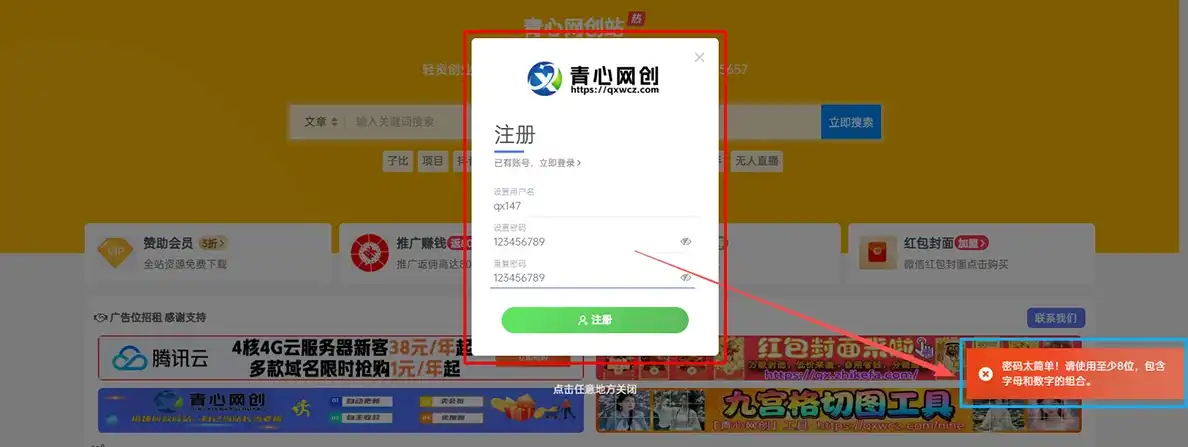 子比主题美化 – 给用户注册密码复杂度验证功能|青心网创站