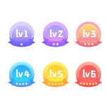 素材图片 – 精品 LV1~ LV6 等级徽章图标 - 青心资源站