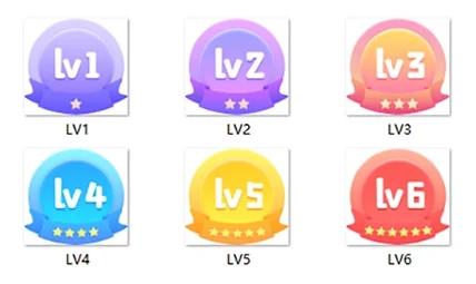 素材图片 – 精品 LV1~ LV6 等级徽章图标|青心资源站