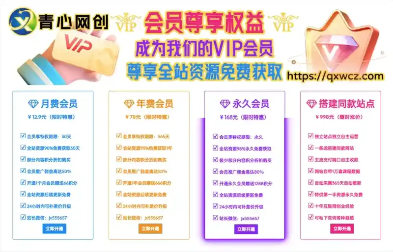 子比主题美化 – 自定义VIP会员尊享权益功能|青心资源站