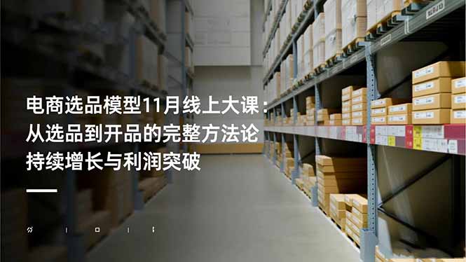 电商选品模型11月线上大课:从选品到开品的完整方法论 持续增长与利润突破-青心网创站