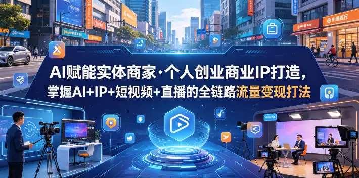 AI赋能实体商家·个人创业商业IP打造，掌握AI+IP+短视频+直播的全链路流量变现打法|青心网创站