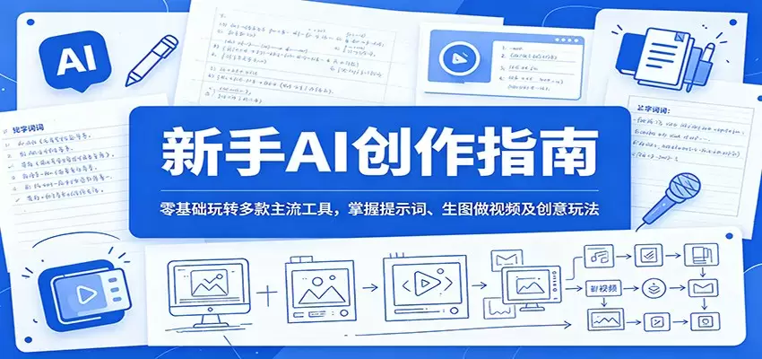新手AI创作指南：零基础玩转多款主流工具，掌握提示词、生图做视频及创意玩法|青心网创站
