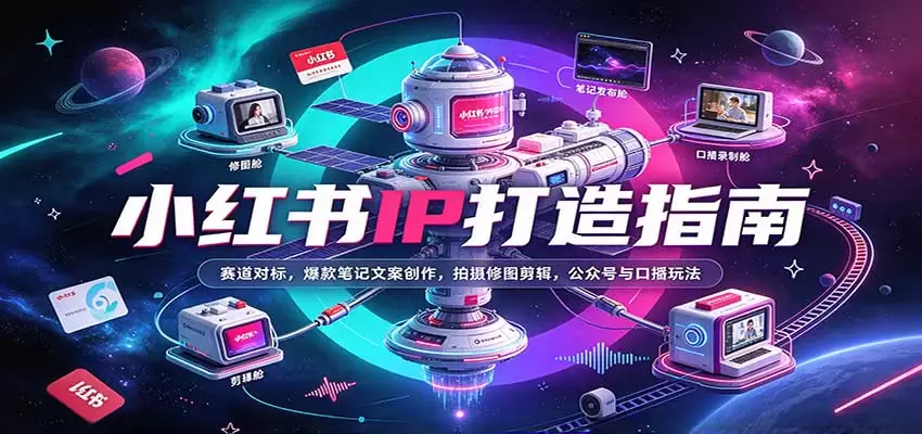 小红书IP打造指南：赛道对标，爆款笔记文案创作，拍摄修图剪辑，公众号与口播玩法 - 青心资源站