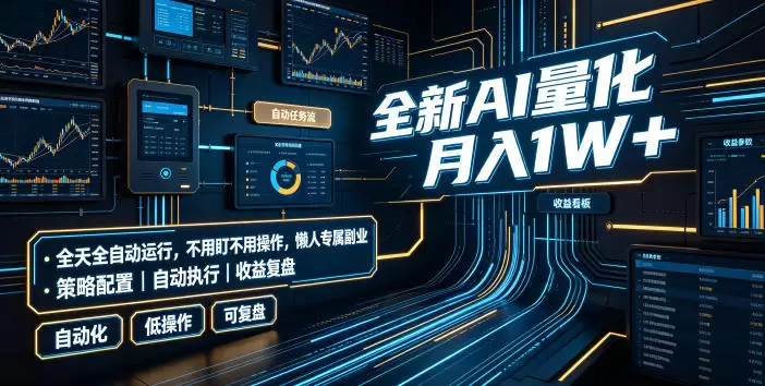全新AI量化月入1W+,全天全自动运行,不用盯不用操作,懒人专属副业!【揭秘】 全新AI量化月入1W+,全天全自动运行,不用盯不用操作,懒人专属副业!【揭秘】