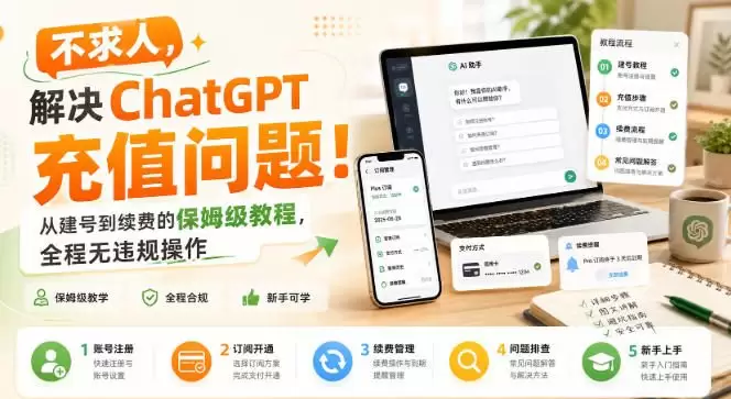 不求人，解决ChatGPT充值问题！从建号到续费的保姆级教程，全程无违规操作|青心网创站