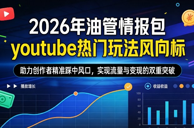 2026年油管情报包,youtube热门玩法风向标,助力创作者精准踩中风口,实现流量与变现的双重突破(更新0330)