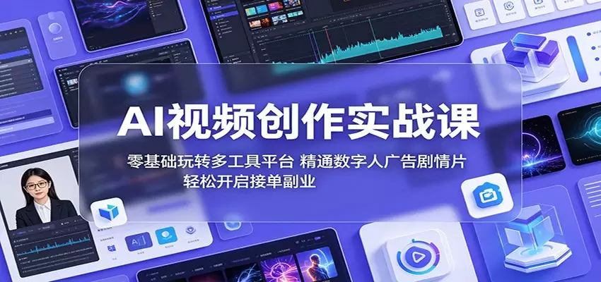 AI视频创作实战课：零基础玩转多工具平台，精通数字人广告、剧情片，轻松开启接单副业|青心网创站