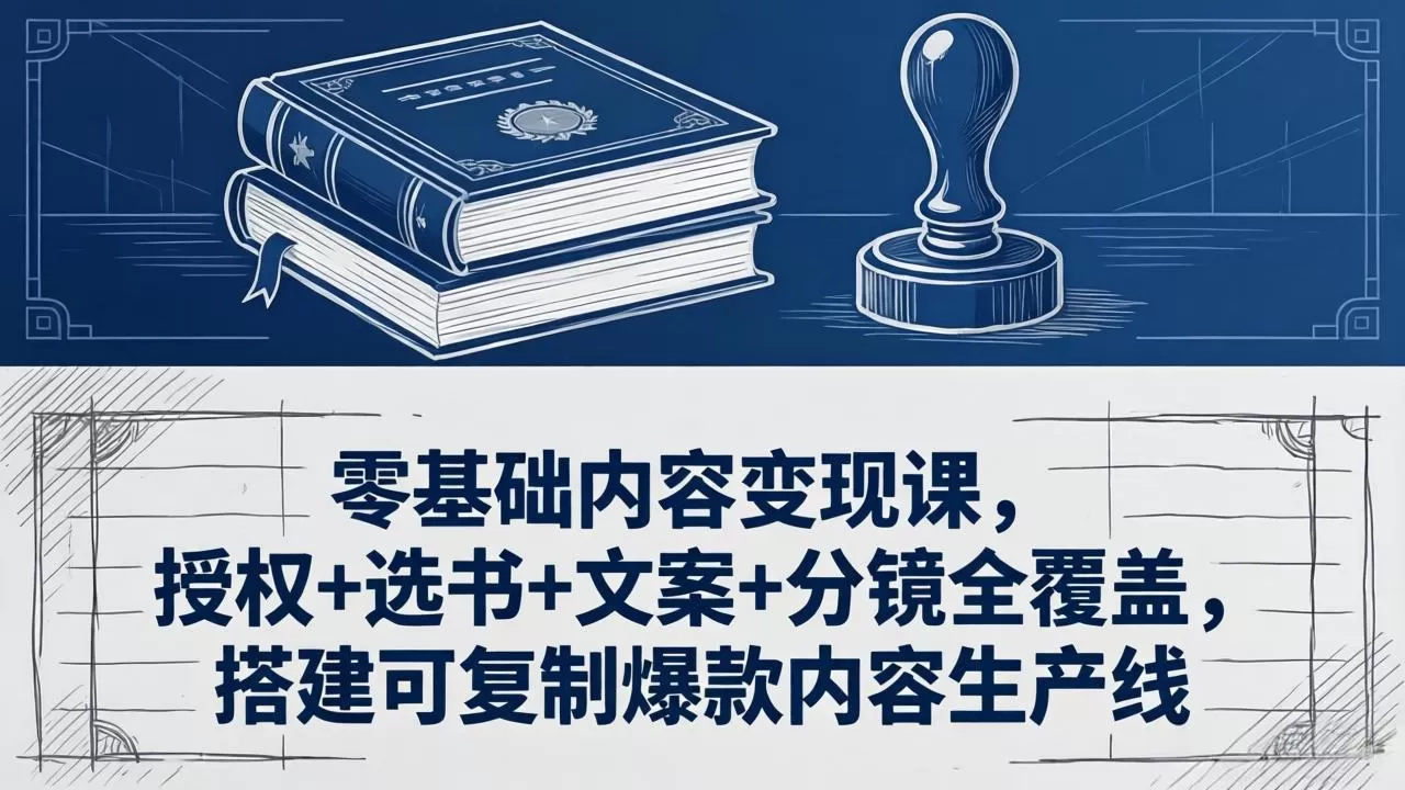 零基础内容变现课，授权+选书+文案+分镜全覆盖，搭建可复制爆款内容生产线|青心网创站