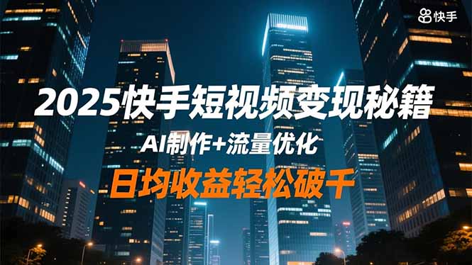 2025快手短视频变现秘籍，AI制作+流量优化，日均收益轻松破千-青心网创站
