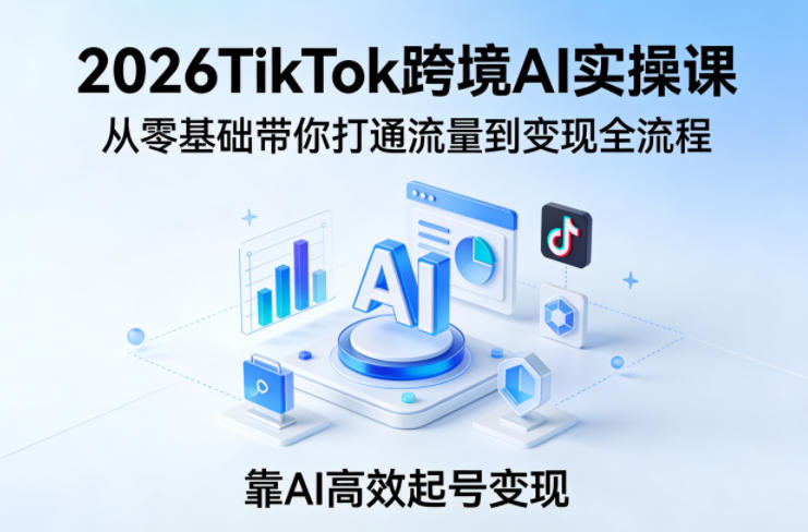 2026TikTok跨境AI实操课,从零基础带你打通流量到变现全流程,靠AI高效起号变现|青心网创站