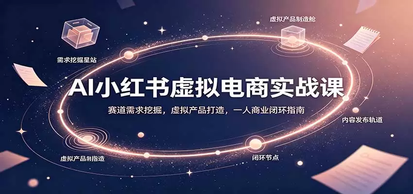 AI小红书虚拟电商实战课：赛道需求挖掘，虚拟产品打造，一人商业闭环指南 - 青心资源站