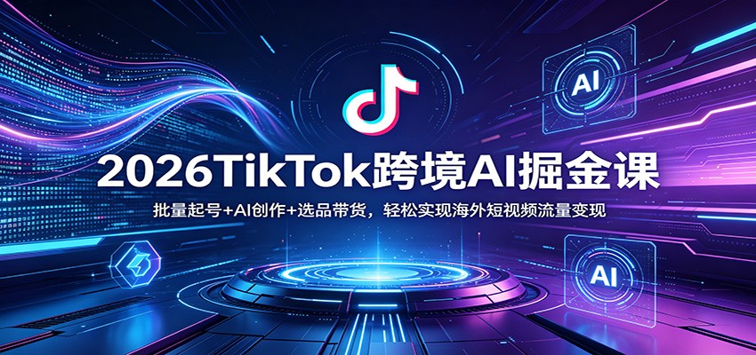 2026TikTok跨境AI掘金课:批量起号+AI创作+选品带货,轻松实现海外短视频流量变现|青心网创站