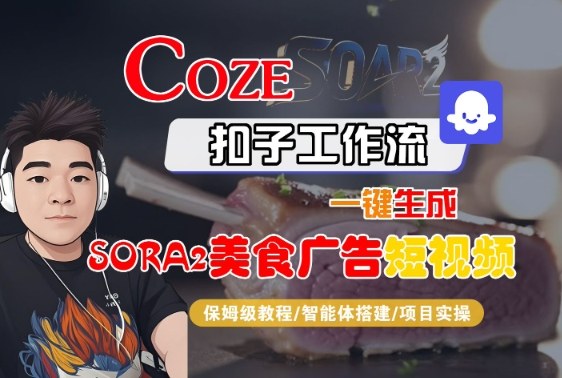 Coze扣子智能体工作流一键生成“SORA2美食广告“短视频，全流程保姆级教学-青心网创站