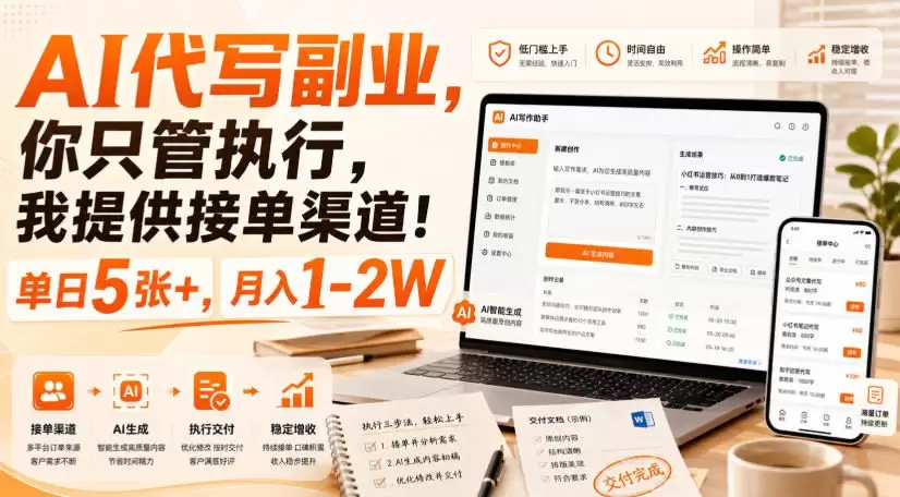 AI代写副业，你只管执行，我提供接单渠道！单日5张+，月入1-2W【揭秘】 - 青心资源站