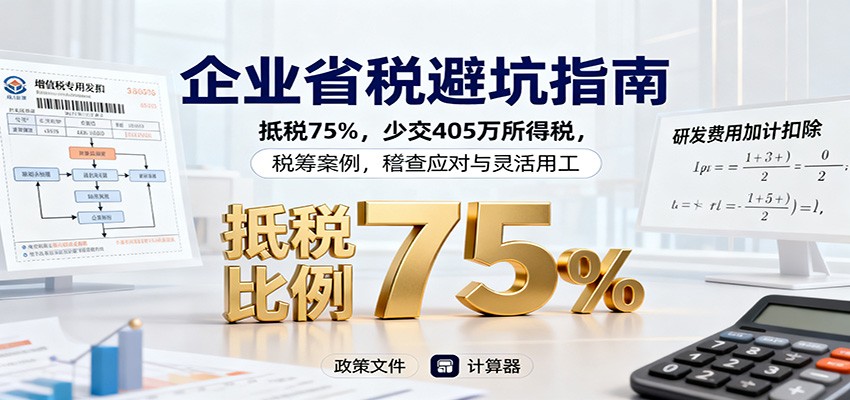 图片[1]-企业省税避坑指南：抵税75%，少交405万所得税，税筹案例，稽查应对与灵活用工-青心网创站