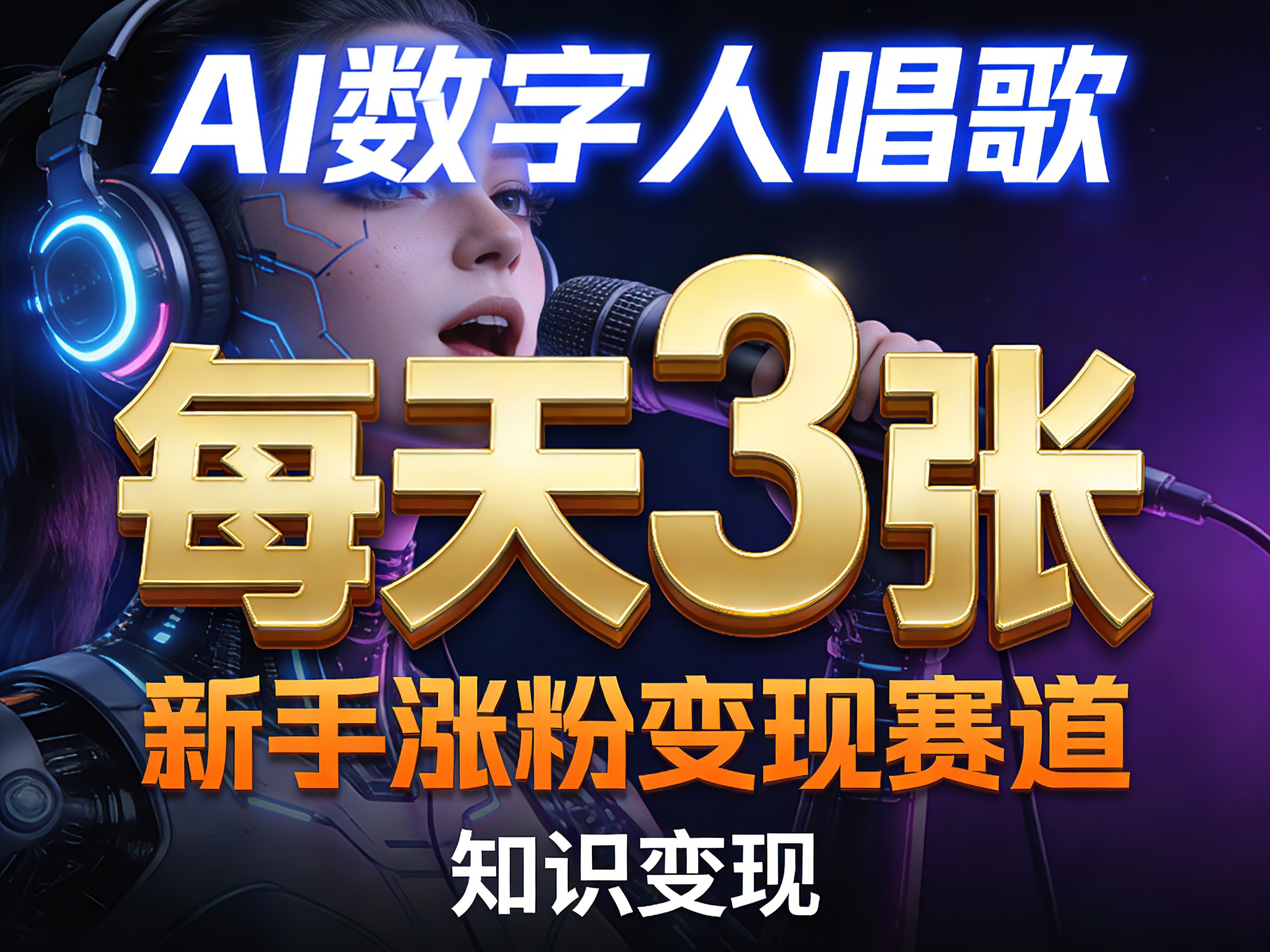AI数字人唱歌,新手涨粉变现赛道,每天3张和知识付费,副业必备|青心网创站