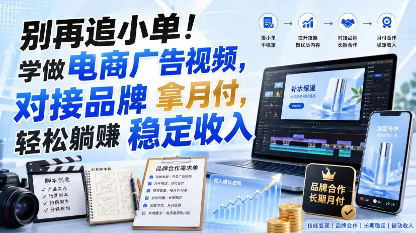 别再追小单！学做电商广告视频，对接品牌拿月付，轻松躺賺稳定收入【原创双语字幕】|青心网创站