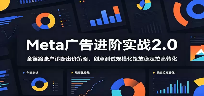 Meta广告进阶实战2.0：全链路账户诊断出价策略，创意测试规模化投放稳定拉高转化|青心网创站