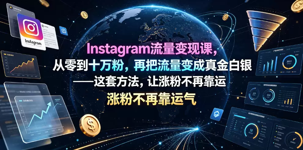 Instagram流量变现课，从零到十万粉，再把流量变成真金白银——这套方法，让涨粉不再靠运气【原创双语字幕】|青心网创站