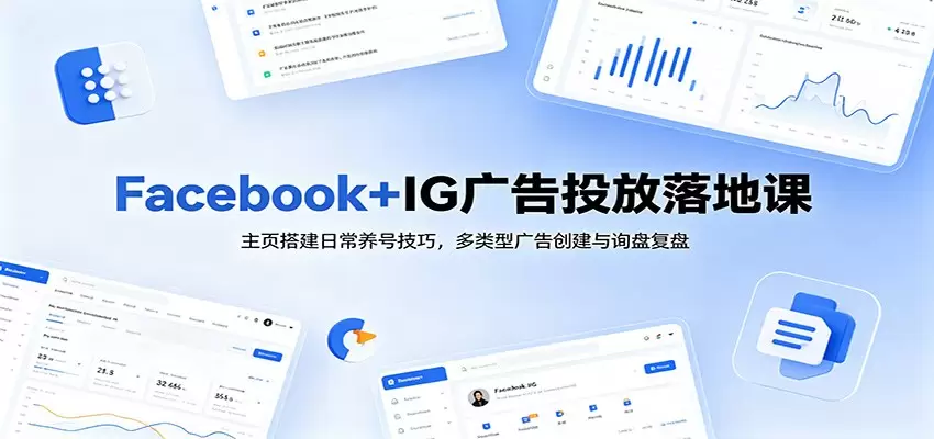 Facebook+IG广告投放落地课：主页搭建日常养号技巧，多类型广告创建与询盘复盘|青心网创站