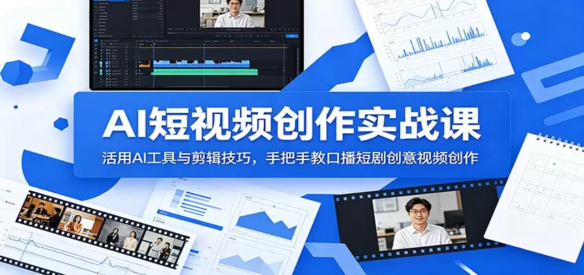 AI短视频创作实战课：活用AI工具与剪辑技巧，手把手教口播短剧创意视频创作|青心网创站