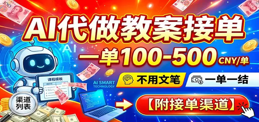 AI代做教案接单，一单100-500，不用文笔，一单一结，附接单渠道 - 青心资源站