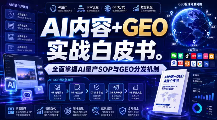 AI内容+GEO实战白皮书，全面掌握AI量产SOP与GEO分发机制【文档】|青心网创站