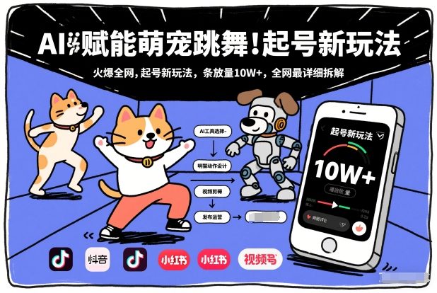 AI赋能萌宠跳舞，火爆全网，起号新玩法，条条播放量10W+，全网最详细拆解青心网创青心网创站