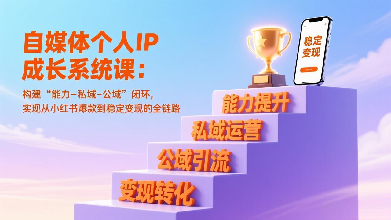 自媒体个人IP成长系统课:构建“能力-私域-公域”闭环,实现从小红书爆款到稳定变现的全链路青心网创青心网创站