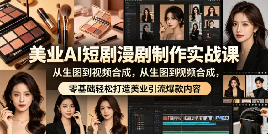 美业AI短剧漫剧制作实战课，从生图到视频合成，零基础轻松打造美业引流爆款内容|青心网创站
