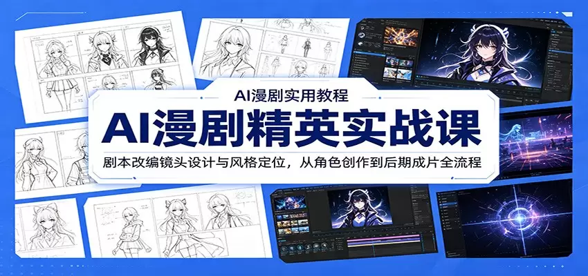 AI漫剧精英实战课：剧本改编镜头设计与风格定位，从角色创作到后期成片全流程|青心网创站