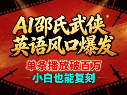 AI邵氏武侠英语风口爆发，单条播放破百万，小白也能复刻|青心网创站