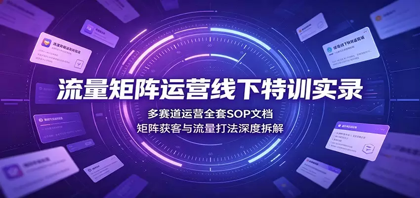 流量矩阵运营线下特训实录：多赛道运营全套SOP文档，矩阵获客与流量打法深度拆解|青心网创站