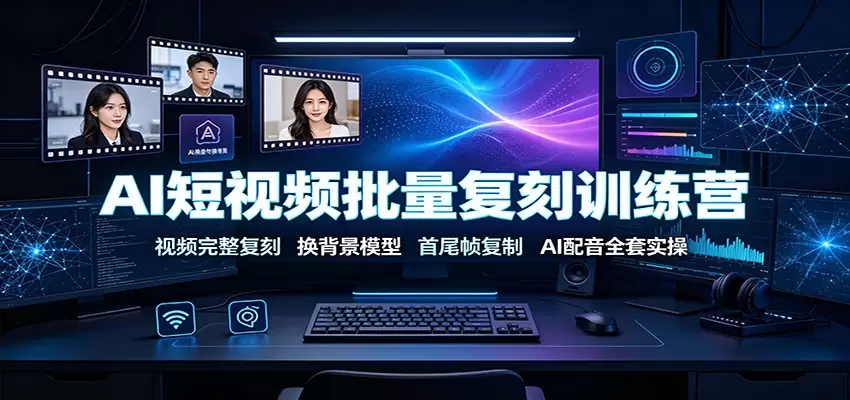 AI短视频批量复刻训练营：视频完整复刻，换背景模型、首尾帧复制、AI配音全套实操|青心网创站