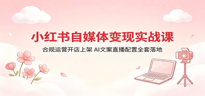 小红书自媒体变现实战课：合规运营开店上架，AI文案直播配置全套落地|青心网创站