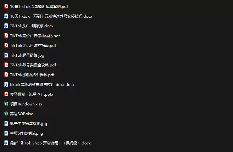 TikTok从0-1实操资料包：养号SOP+爆款公式+投流手册|青心网创站