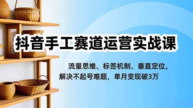 抖音手工赛道运营实战课，流量思维、标签机制、垂直定位，解决不起号难题，单月变现破3万-青心网创站