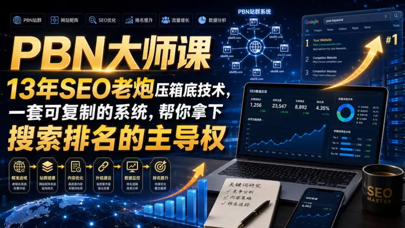 PBN大师课13年SEO老炮压箱底技术，一套可复制的系统，帮你拿下搜索排名的主导权【原创双语字幕】|青心网创站