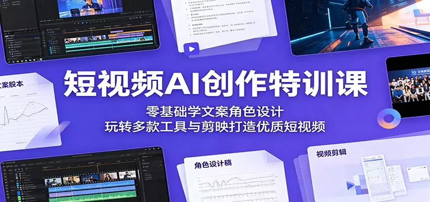 短视频AI创作特训课：零基础学文案角色设计，玩转多款工具与剪映打造优质短视频|青心网创站