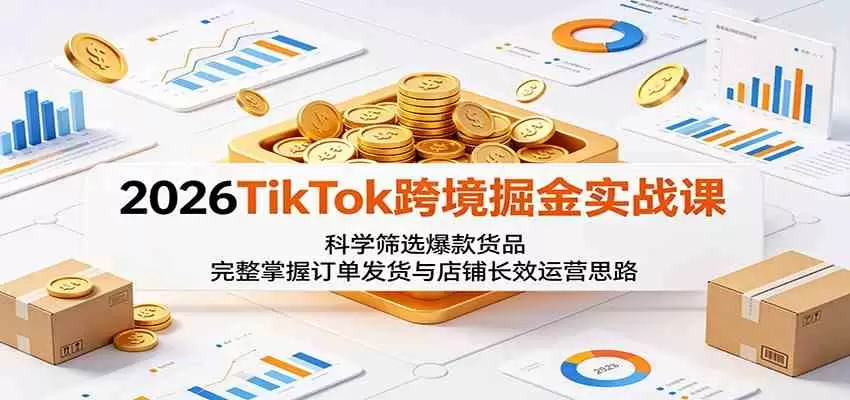 2026TikTok跨境掘金实战课：科学筛选爆款货品，完整掌握订单发货与店铺长效运营思路|青心网创站