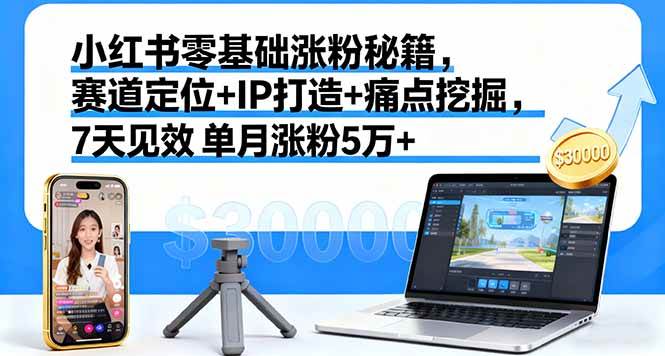 图片[1]-（16158期）小红书零基础涨粉秘籍，赛道定位+IP打造+痛点挖掘，7天见效 单月涨粉5万+-青心网创站