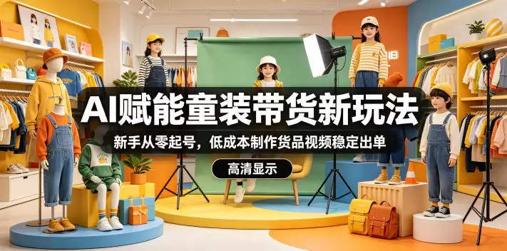 AI赋能童装带货新玩法，新手从零起号，低成本制作货品视频稳定出单|青心网创站