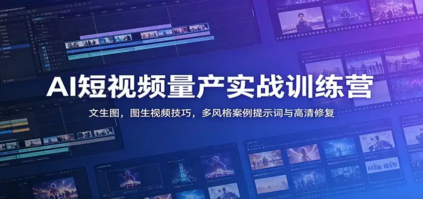 AI短视频量产实战训练营：文生图，图生视频技巧，多风格案例提示词与高清修复|青心网创站