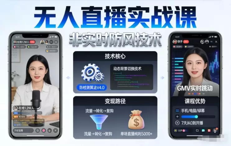宝子哥无人直播实战课，非实时防风技术，聚焦抖音快手等平台直播带货，轻松开启直播变现之路(更新2026年08月06日)|青心网创站